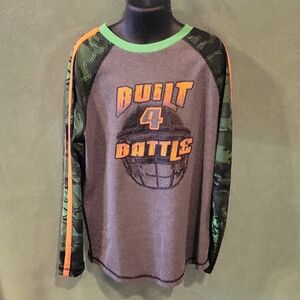 Exertek Kids 'Built 4 Battle' Gray and Green Long Sleeve Tee